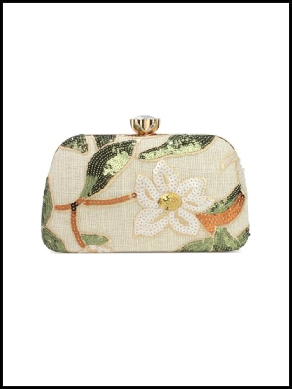 Embroidered Floral Sequin Evening Bag with Removable Chain Strap Clutch Purse